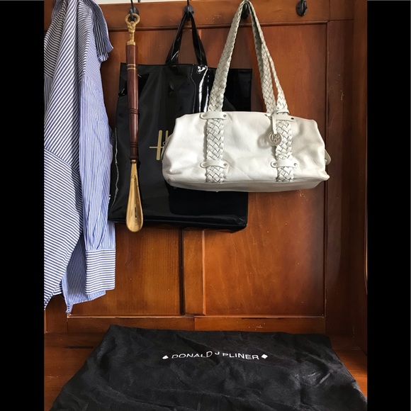 Donald J. Pilner leather purse - braided handles - Picture 5 of 7